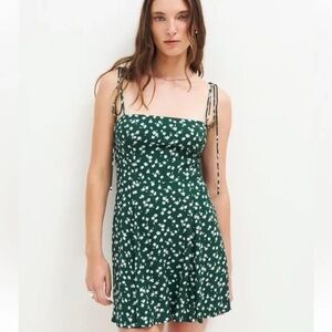 REFORMATION Green Floral Mini Dress 8